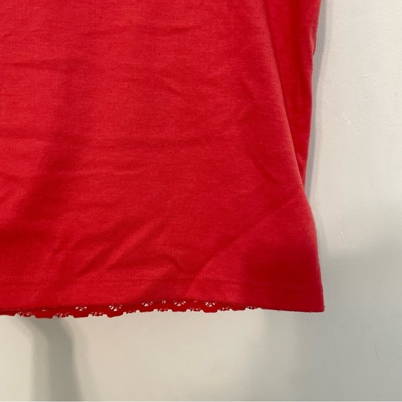 ALFRED DUNNER Coral Red Crochet Lace Overlay 1/4 Zip Zipper Short Sleeve Blouse - Picture 13 of 15